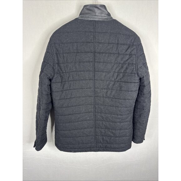 Rodd & Gunn Quilted Wool Jacket Leather Trim Charcoal Button Front Men’s Small - Picture 5 of 9